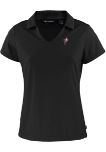 Womens Ohio State Buckeyes Black Cutter and Buck Vault Daybreak V Neck Short Sleeve Polo Shirt
