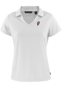 Cutter and Buck Ohio State Buckeyes Womens White Vault Daybreak V Neck Short Sleeve Polo Shirt