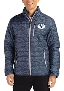Cutter and Buck BYU Cougars Mens Navy Blue Rainier PrimaLoft Printed Filled Jacket