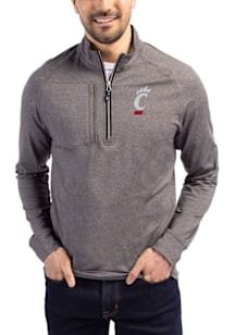 Mens Cincinnati Bearcats Black Cutter and Buck Adapt Eco Knit Qtr Zip