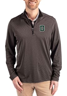 Cutter and Buck Dartmouth Big Green Mens Black Virtue Eco Pique Stripe Big and Tall Qtr Zip