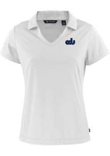 Cutter and Buck Old Dominion Monarchs Womens White Daybreak V Neck Short Sleeve Polo Shirt