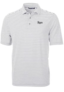Cutter and Buck Tampa Bay Rays Grey Mono Virtue Eco Pique Stripe Big and Tall Polo