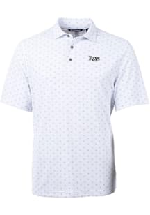 Cutter and Buck Tampa Bay Rays White Mono Virtue Eco Pique Tile Big and Tall Polo