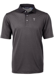 Cutter and Buck Texas Rangers Black Mono Virtue Eco Pique Micro Stripe Big and Tall Polo