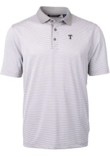 Cutter and Buck Texas Rangers Grey Mono Virtue Eco Pique Micro Stripe Big and Tall Polo