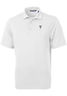 Cutter and Buck Texas Rangers White Mono Virtue Eco Pique Big and Tall Polo