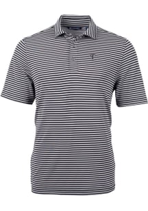 Cutter and Buck Texas Rangers Black Mono Virtue Eco Pique Stripe Big and Tall Polo