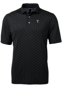 Cutter and Buck Texas Rangers Black Mono Virtue Eco Pique Tile Big and Tall Polo