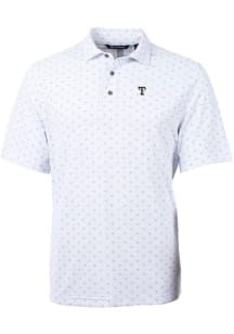 Cutter and Buck Texas Rangers White Mono Virtue Eco Pique Tile Big and Tall Polo