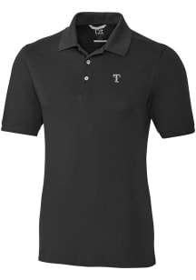 Cutter and Buck Texas Rangers Black Mono Advantage Pique Big and Tall Polo