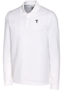 Cutter and Buck Texas Rangers White Mono Advantage Pique LS Big and Tall Polo