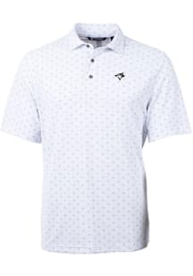 Cutter and Buck Toronto Blue Jays White Mono Virtue Eco Pique Tile Big and Tall Polo
