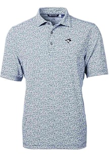 Cutter and Buck Toronto Blue Jays Mens Navy Blue Mono Virtue Eco Pique Botanical Short Sleeve Polo