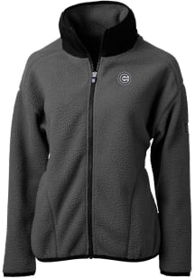 Cutter and Buck Chicago Cubs Womens Grey Mono Cascade Sherpa Long Sleeve Full Zip Jacket