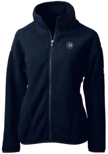 Cutter and Buck Chicago Cubs Womens Navy Blue Mono Cascade Sherpa Long Sleeve Full Zip Jacket