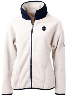 Cutter and Buck Chicago Cubs Womens Grey Mono Cascade Sherpa Long Sleeve Full Zip Jacket