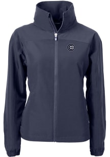 Cutter and Buck Chicago Cubs Womens Navy Blue Mono Charter Eco Light Weight Jacket