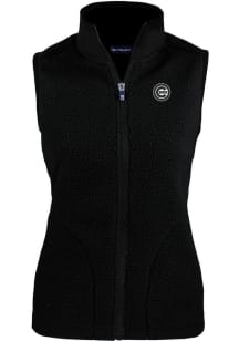 Cutter and Buck Chicago Cubs Womens Black Mono Cascade Sherpa Vest