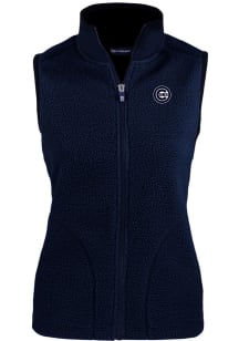 Cutter and Buck Chicago Cubs Womens Navy Blue Mono Cascade Sherpa Vest