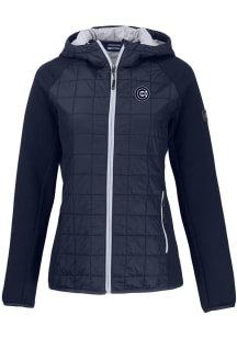 Cutter and Buck Chicago Cubs Womens Navy Blue Mono Rainier PrimaLoft Hybrid Medium Weight Jacket