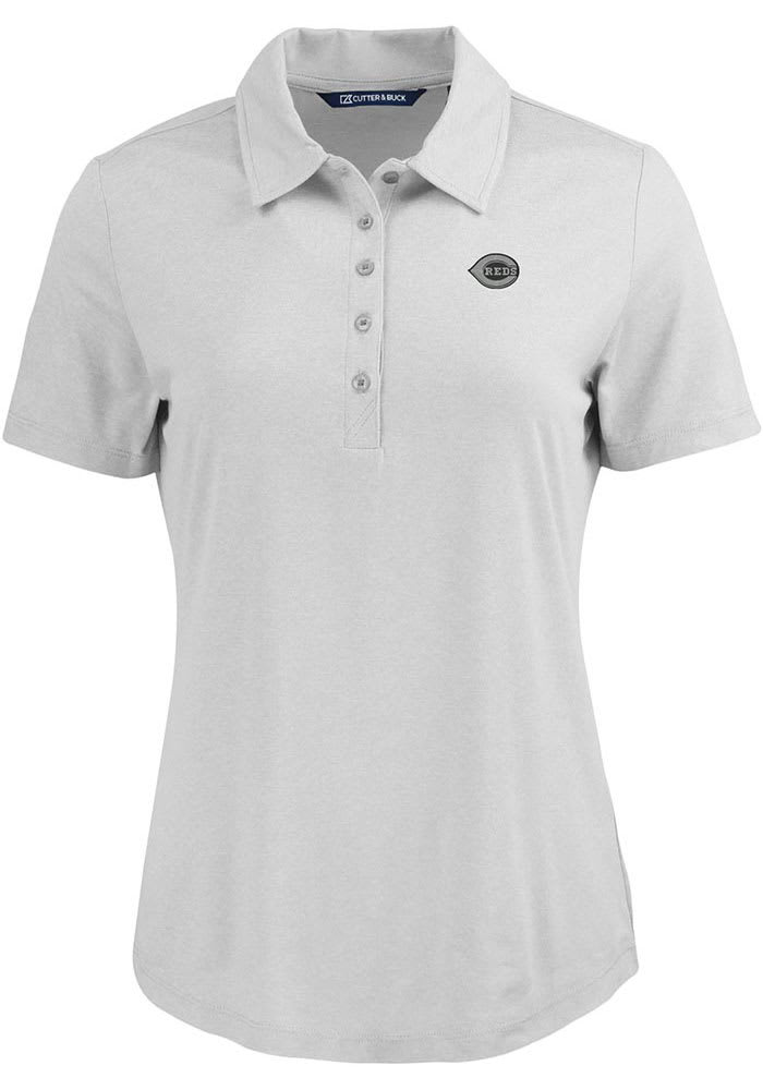 Cutter and Buck Cincinnati Reds Womens Charcoal Mono Coastline Eco Short Sleeve Polo Shirt