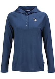 Cutter and Buck Cleveland Guardians Womens Navy Blue Mono Coastline Eco Hooded Sweatshirt