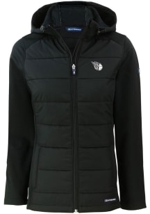 Cutter and Buck Cleveland Guardians Womens Black Mono Evoke Hood Heavy Weight Jacket