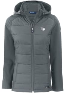 Cutter and Buck Cleveland Guardians Womens Grey Mono Evoke Hood Heavy Weight Jacket