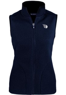 Cutter and Buck Cleveland Guardians Womens Navy Blue Mono Cascade Sherpa Vest