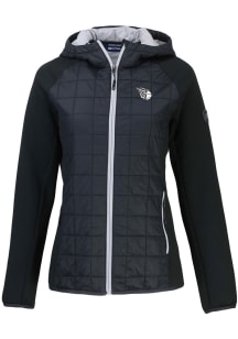 Cutter and Buck Cleveland Guardians Womens Black Mono Rainier PrimaLoft Hybrid Medium Weight Jac..