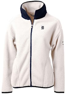 Cutter and Buck Detroit Tigers Womens Grey Mono Cascade Sherpa Long Sleeve Full Zip Jacket