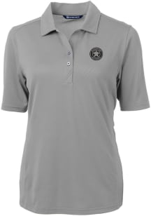 Cutter and Buck Houston Astros Womens Grey Mono Virtue Eco Pique Short Sleeve Polo Shirt