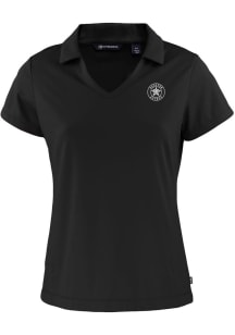 Cutter and Buck Houston Astros Womens Black Mono Daybreak V Neck Short Sleeve Polo Shirt