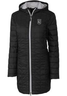 Cutter and Buck Kansas City Royals Womens Black Mono Rainier PrimaLoft Long Filled Jacket