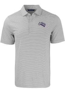 Cutter and Buck SFA Lumberjacks Mens Grey Forge Double Stripe Short Sleeve Polo