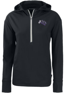 Cutter and Buck SFA Lumberjacks Womens Black Daybreak Hood Qtr Zip