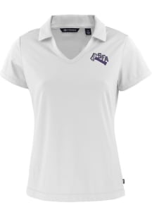 Cutter and Buck SFA Lumberjacks Womens White Daybreak V Neck Short Sleeve Polo Shirt