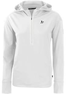 Cutter and Buck Oakland Athletics Womens White Mono Daybreak Hood Qtr Zip