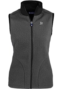 Cutter and Buck Oakland Athletics Womens Grey Mono Cascade Sherpa Vest