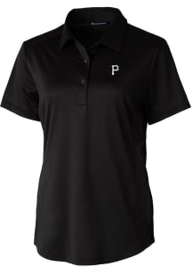 Cutter and Buck Pittsburgh Pirates Womens Black Mono Prospect Short Sleeve Polo Shirt