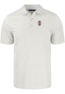 Cutter and Buck Southern Illinois Salukis Mens White Pike Symmetry Short Sleeve Polo