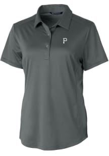 Cutter and Buck Pittsburgh Pirates Womens Grey Mono Prospect Short Sleeve Polo Shirt