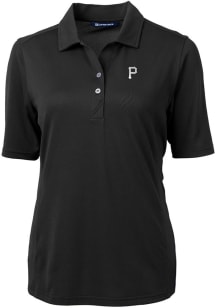 Cutter and Buck Pittsburgh Pirates Womens Black Mono Virtue Eco Pique Short Sleeve Polo Shirt