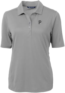 Cutter and Buck Pittsburgh Pirates Womens Grey Mono Virtue Eco Pique Short Sleeve Polo Shirt