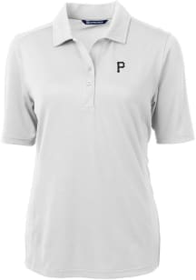 Cutter and Buck Pittsburgh Pirates Womens White Mono Virtue Eco Pique Short Sleeve Polo Shirt