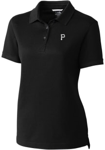 Cutter and Buck Pittsburgh Pirates Womens Black Mono Advantage Short Sleeve Polo Shirt