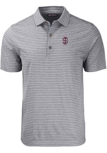 Cutter and Buck Southern Illinois Salukis Mens Black Forge Heather Stripe Short Sleeve Polo