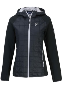 Cutter and Buck Pittsburgh Pirates Womens Black Mono Rainier PrimaLoft Hybrid Medium Weight Jack..