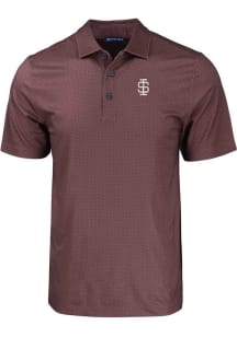 Cutter and Buck Southern Illinois Salukis Mens Maroon Pike Eco Geo Print Short Sleeve Polo